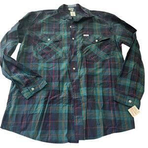 90’s NEW Georges Marciano GUESS Men's Plaid Shirt - Green and Blue Size 3